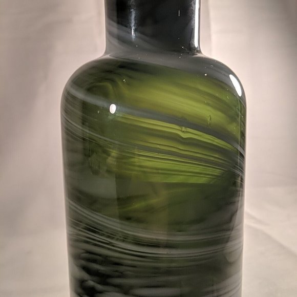 Ikea Iina Vuorivirta Large Almhult Fused Glass Swirl Vase Green White 10.5" - Picture 2 of 10